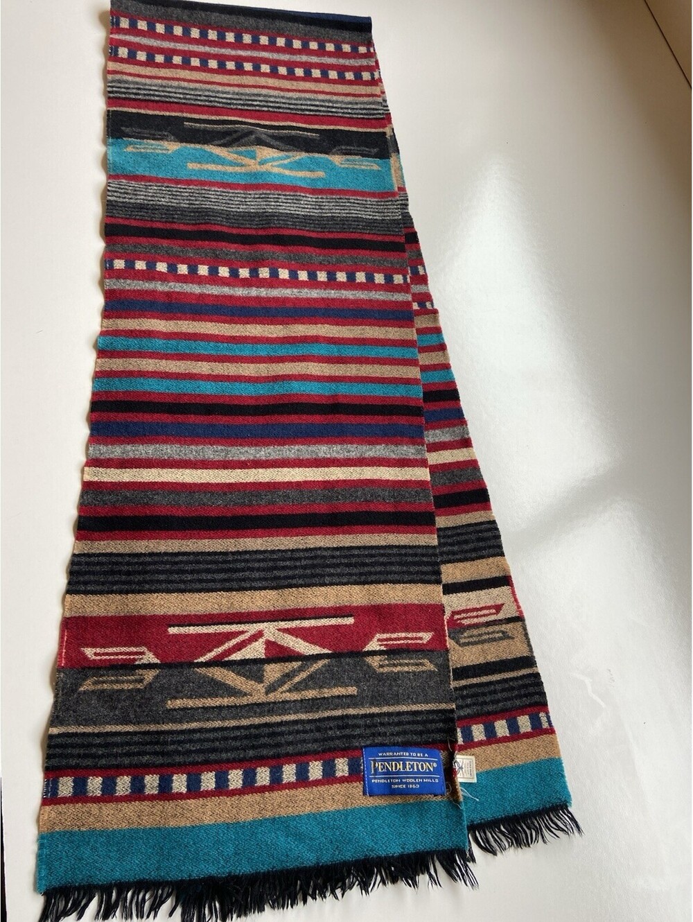 PENDLETON Native Print Chimayo Wool Scarf Sz 64X10.5